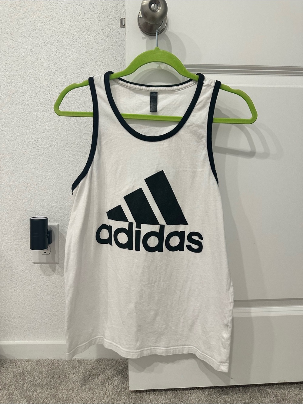 adidas White and Black Logo Tank Top